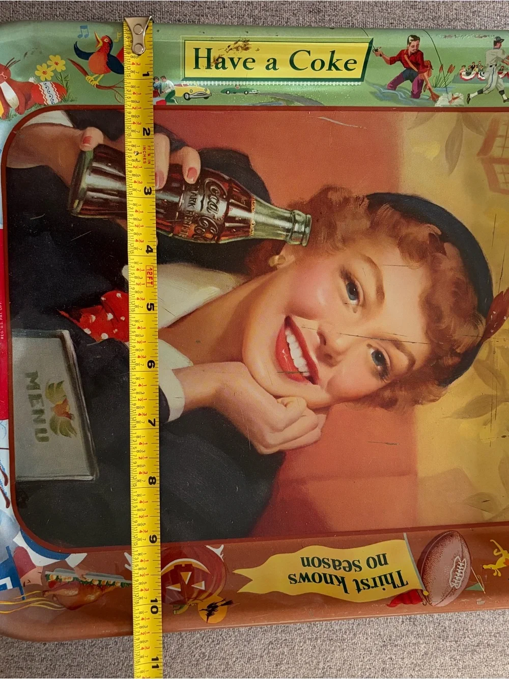 Vintage Original 1953 Coca-Cola Metal Serving Tray - 
